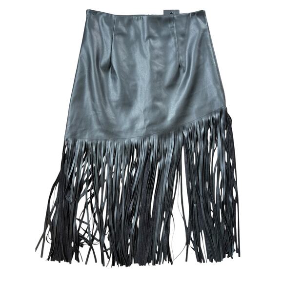 Blue B Dresses & Skirts - Blue B Collection black fringe skirt, leather look, women's size M